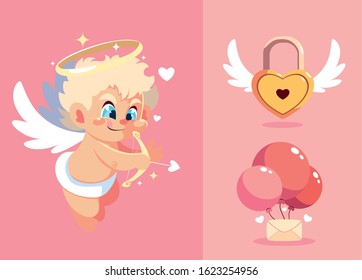 set of icon valentines day vector illustration design
