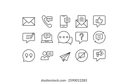 Set icon various ways of message communication for talk and chat. Suitable for tech presentations, social media graphics, and business websites.