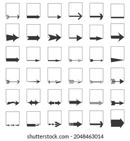 set icon  vector contours of a square with an arrow.