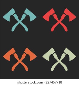 Set of icon vector crossed axes. Vintage colors