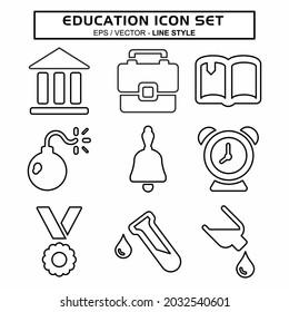 Establecer vectores de iconos de la educación - Estilo de línea - Ilustración simple, trazo editable, vector de plantilla de diseño, Buena para impresiones, carteles, anuncios, anuncios, gráficos de información, etc.