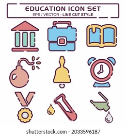 Set Icon Vector of Education - Line Cut Style - Simple illustration, Editable stroke, Design template vector, Good for prints, posters, advertisements, announcements, info graphics, etc.