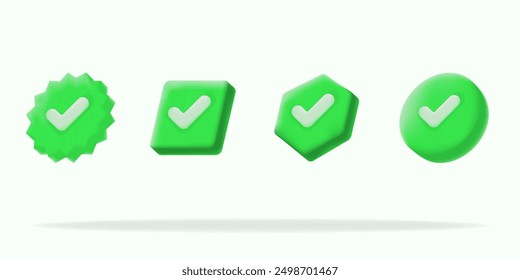 set icon vector green check marks in various shapes, Perfect for indicating approval or completed tasks. Ideal for websites and digital content