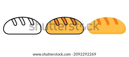 Set icon vector Illustration baguette grill bread. Outline and full color. Icon, Logo, eps 10. 