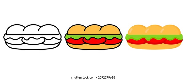 Set icon vector Illustration Sandwich. Icon, Logo, eps 10. hotdog. 