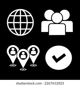 establecer el vector de icono aislado en el fondo negro, ilustración vectorial, signo y símbolos