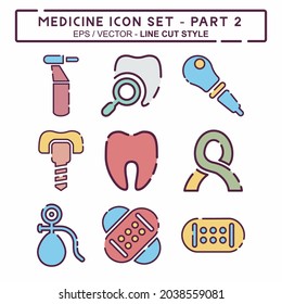 Set Icon Vector of Medicine Teil 2 - Line Cut Style - Einfache Illustration, Bearbeitbarer Strich, Design Template Vektor, Gut für Drucke, Plakate, Anzeigen, Ankündigungen, Infografiken, etc.