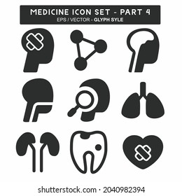 Set Icon Vector of Medicine Teil 4 - Glyph Style - Einfache Illustration, Bearbeitbarer Strich, Design Template Vektor, Gut für Drucke, Plakate, Anzeigen, Ankündigungen, Infografiken, etc.