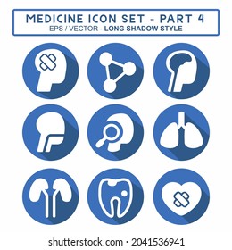 Set Icon Vector of Medicine Part 4 - Long Shadow Style - Simple illustration, Editable stroke, Design template vector, Good for prints, posters, advertisements, announcements, info graphics, etc.