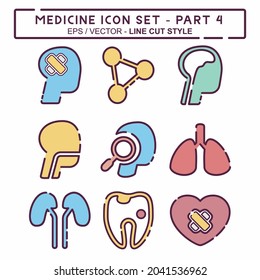 Set Icon Vector of Medicine Part 4 - Line Cut Style - Simple illustration, Editable stroke, Design template vector, Good for prints, posters, advertisements, announcements, info graphics, etc.