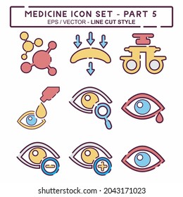 Set Icon Vector of Medicine Part - Line Cut Style - Einfache Illustration, bearbeitbarer Strich, Design Template Vektor, Gut für Drucke, Plakate, Anzeigen, Ankündigungen, Infografiken, etc.
