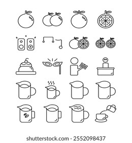 Set icon vector, mix icon , lime,speaker, mask,music,coffee, cake