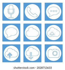 Set Icon Vector of Mobile App - White Moon Style - simple illustration. Editable stroke. Design template vector.outline style design.Vector graphic illustration