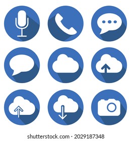 Set Icon Vector of Mobile App - Long Shadow Style - simple illustration. Editable stroke. Design template vector.outline style design.Vector graphic illustration