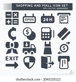 Set Icon Vector of Shopping and Mall - Glyph Style - Simple illustration, Editable stroke, Design template vector, Good for prints, posters, advertisements, announcements, info graphics, etc.
