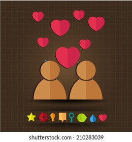 Set of icon web design with paper folding 
