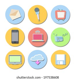 Set of icon web over white background 