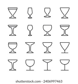 Set of icon wine glass