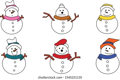 Set icon winter snow man  illustration