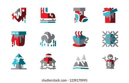 Set Icon Winter Template Vector