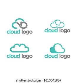 Set of iconic logo templates for cloud service | Collection of vector cloud icons isolated on both white background