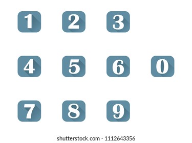  Set  icons 0-9 numbers vector illustration on background