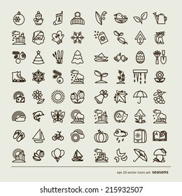 Set and icons    4 seasons   A vector  