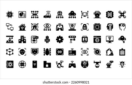 set of icons about artificial intelligence. solid icon