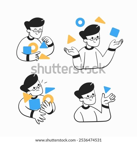 Set of icons about assigned tasks, receiving tasks, solving tasks, task overload and focusing on one task.
