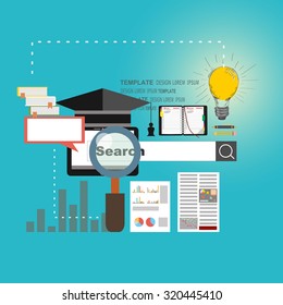 set icons about course search, presentation, online education