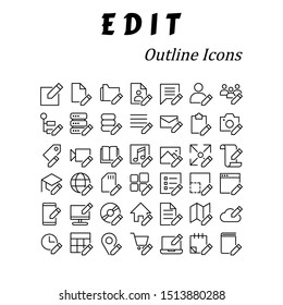 A set of icons about edit. Outline style