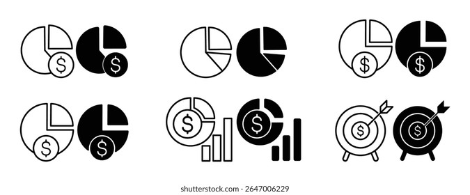 set of icons about finance, grow money, financial data, money counter, money calculator, stock rise and fall statistics data, financial question form, financial records, debt question date