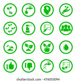Set of icons about how to grow plants