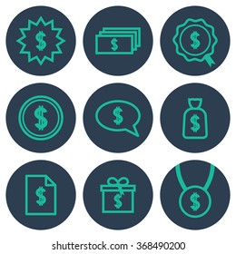 Set of icons about money with cifrao symbols (dollar symbols with two stripes)