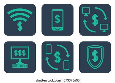 Set of icons about online payments with cifrao symbols (dollar symbols with two stripes)