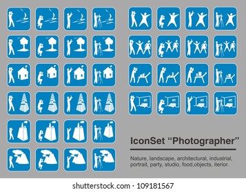 Set of icons about photographers work