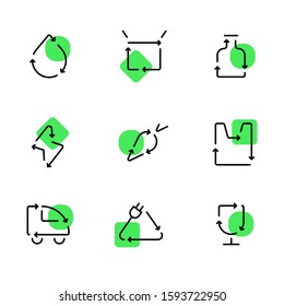Set of icons about recycling. Green eco concepts. Types of waste. Vector file.