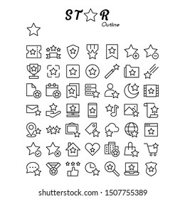 A set of icons about stars. Outline style