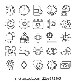 conjunto de iconos sobre el tiempo y la administración