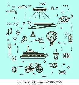 Set of icons about town