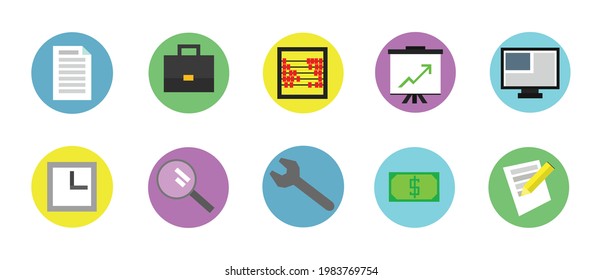 Conjunto de iconos sobre el trabajo y la oficina.