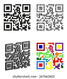 set icons abstract qr code vector illustration isolated on white background