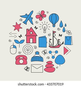 Set with icons - abstract symbols. A vector.