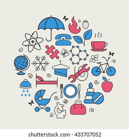Set with icons - abstract symbols. A vector.