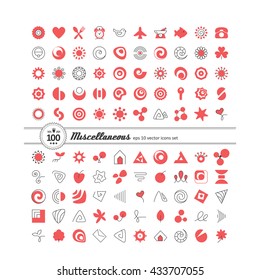 Set with icons - abstract symbols. A vector.