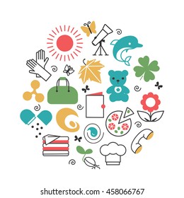 Set with icons - abstract symbols. A vector.