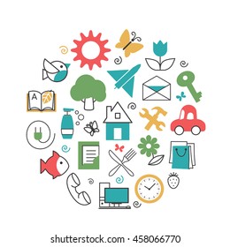 Set with icons - abstract symbols. A vector.