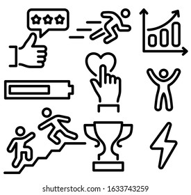 a set of icons to achieve the goals, vector success icons for applications