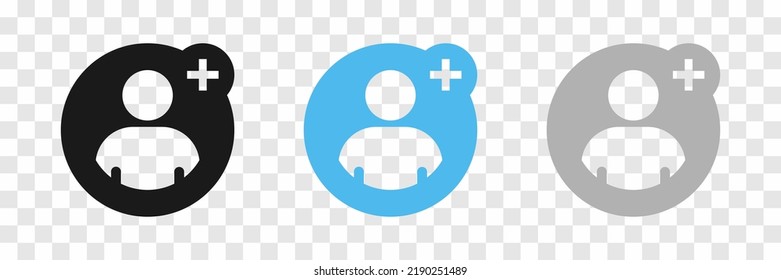 Set of icons add to friends. Icon for applications and communication. Social media concept. Man icon in a circle. Vector illustration.