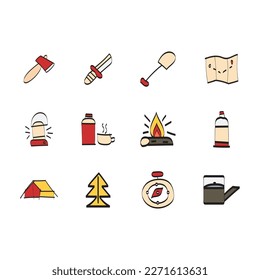 set of icons adventure themes for web design